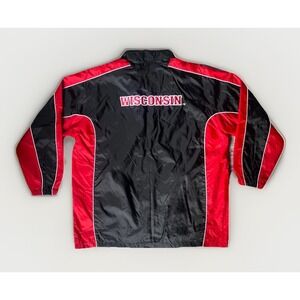 Wisconsin Badgers Windbreaker Jacket XL‎ Men's Full Zip G-III Black Red Sewn NWT